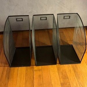 3 desktop organizers mesh black metal for files and papers etc. in great shape!